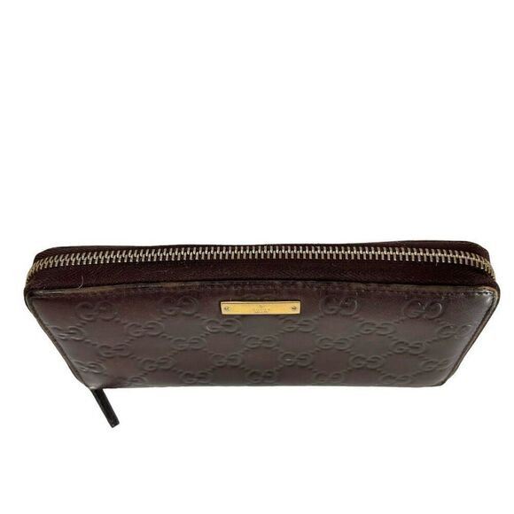 GUCCI Brown Leather Authentic Guccissima Monogram Long Zippered Wallet - Picture 6 of 12